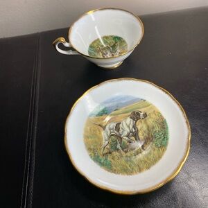 Salisbury Hunting Dog Tea Cup and Saucer. fine bone china. england